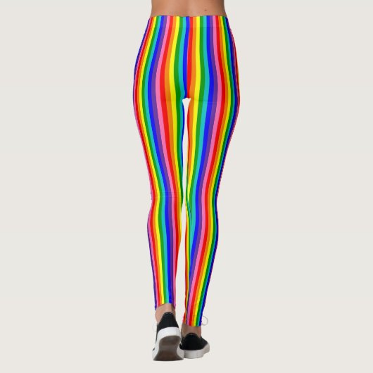 Verticale acht Stripe Rainbow Pride vlag Leggings (Achterkant)