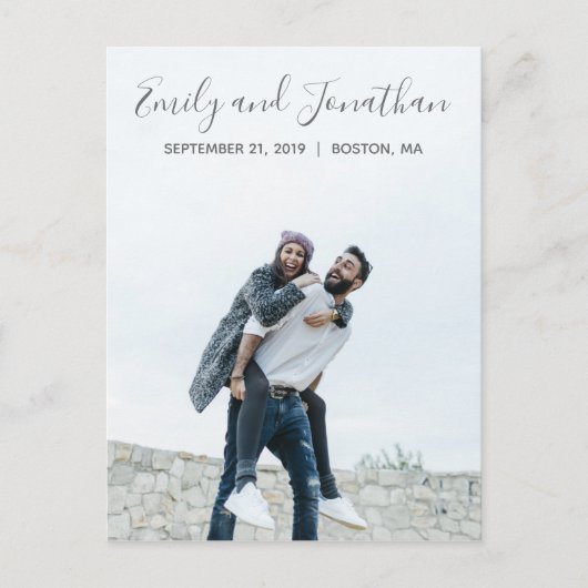 Verticale Afbeelding bruiloft Save the date Briefk Briefkaart (Voorkant)
