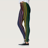 Verticale afgedekte regenboogstrips zwart leggings (Links)