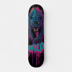 Verticale, agressieve zwarte panterillustratie persoonlijk skateboard