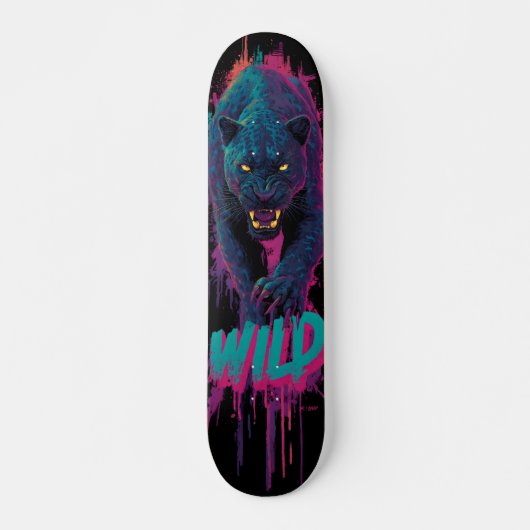 Verticale, agressieve zwarte panterillustratie persoonlijk skateboard (Voorkant)