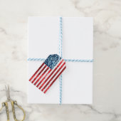 verticale amerikaanse vlag cadeaulabel (Met Touw)