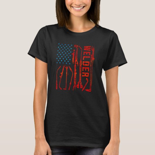 Verticale Amerikaanse vlag Patriottische linie voo T-shirt (Voorkant)