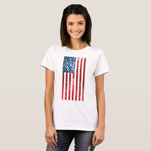 verticale amerikaanse vlag t-shirt (Voorkant volledig)