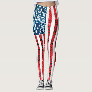 verticale amerikaanse vlaggen - leggings