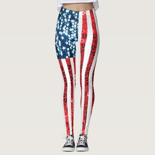 verticale amerikaanse vlaggen - leggings (Voorkant)