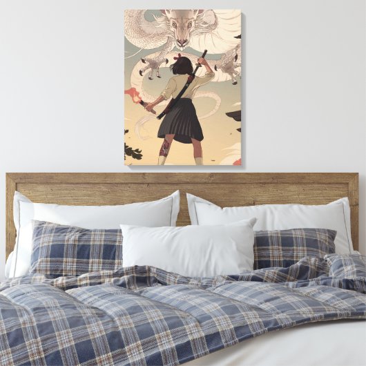 Verticale anime meiden Premium-omgepakt canvas (gl (Insitu (Slaapkamer))