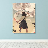 Verticale anime meiden Premium-omgepakt canvas (gl (Insitu (Houten vloer))