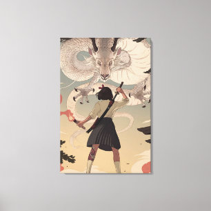 Verticale anime meiden Premium-omgepakt canvas (gl Afdruk