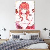 verticale anime meisjes Premium Wrapped Canvas Glo (Insitu (Slaapkamer))