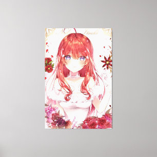 verticale anime meisjes Premium Wrapped Canvas Glo Afdruk
