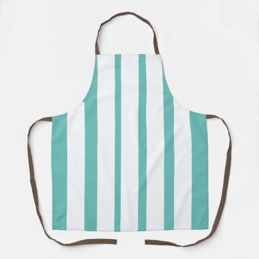Verticale aqua en witte strepen schort (Voorkant)