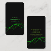 Verticale artistieke zwarte groene krommen Uniek o Visitekaartje (Voorkant / Achterkant)