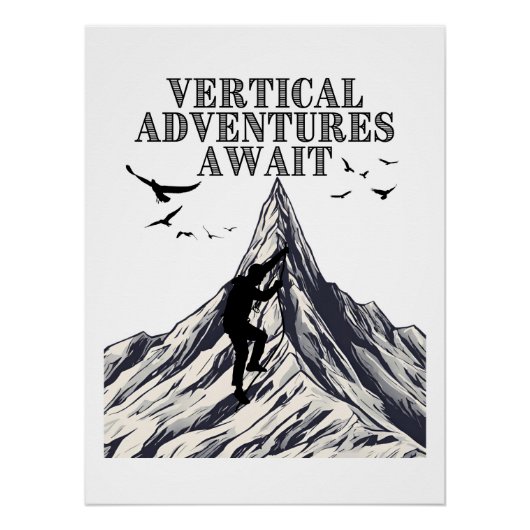 Verticale avonturen wachten op u perfect poster (Voorkant)