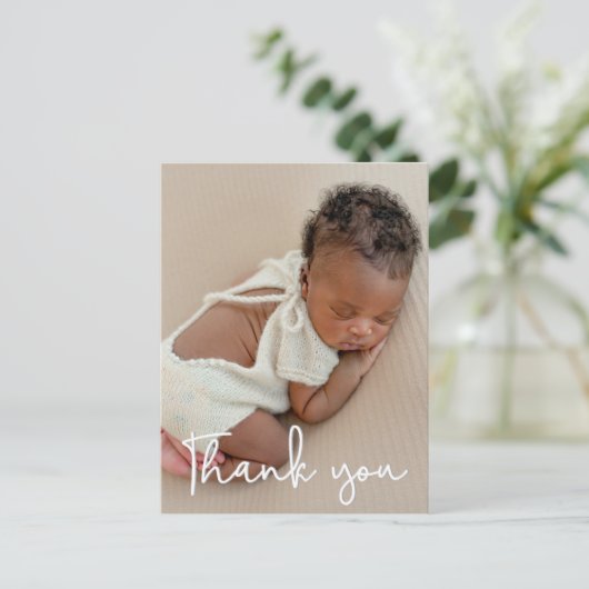 Verticale Baby foto Geboortedatum Aankondiging Dan Briefkaart (Staand voorkant)