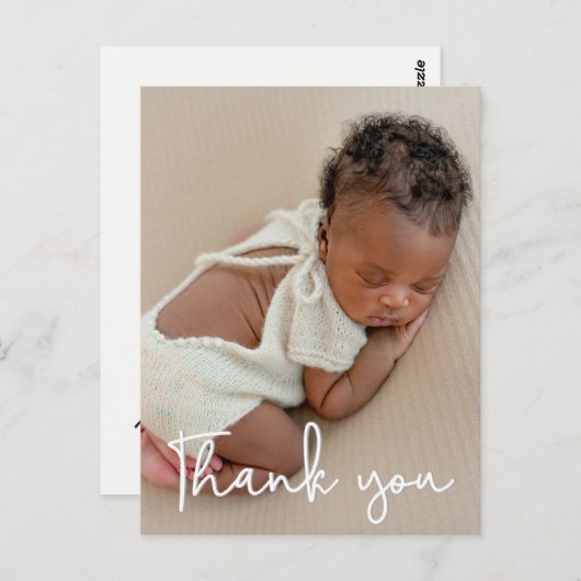 Verticale Baby foto Geboortedatum Aankondiging Dan Briefkaart (Voorkant / Achterkant)