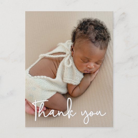 Verticale Baby foto Geboortedatum Aankondiging Dan Briefkaart (Voorkant)