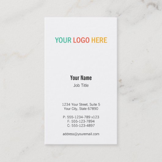 Verticale bedrijfs logo aangepaste productfoto visitekaartje (Voorkant)