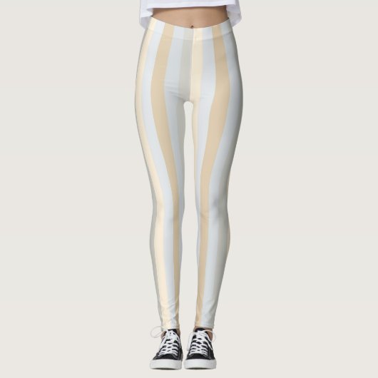 Verticale Beige Strepen Decor op Leggings (Voorkant)