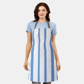 Verticale blauw-witte strepen schort (Gedragen)