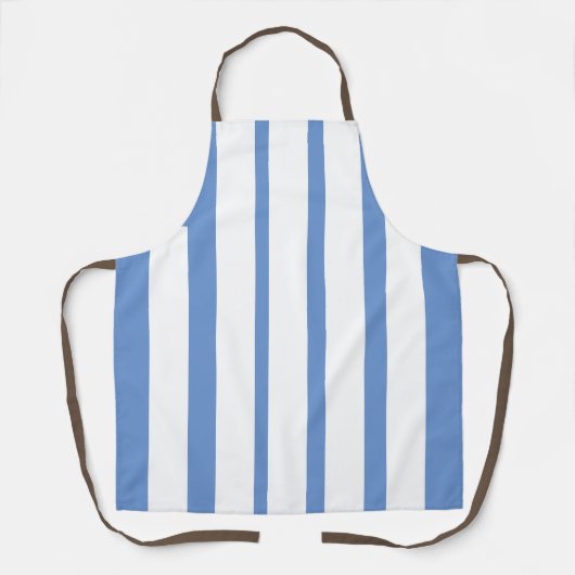 Verticale blauw-witte strepen schort (Voorkant)