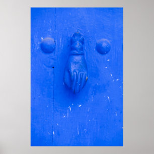 Verticale blauwe deurklopper poster