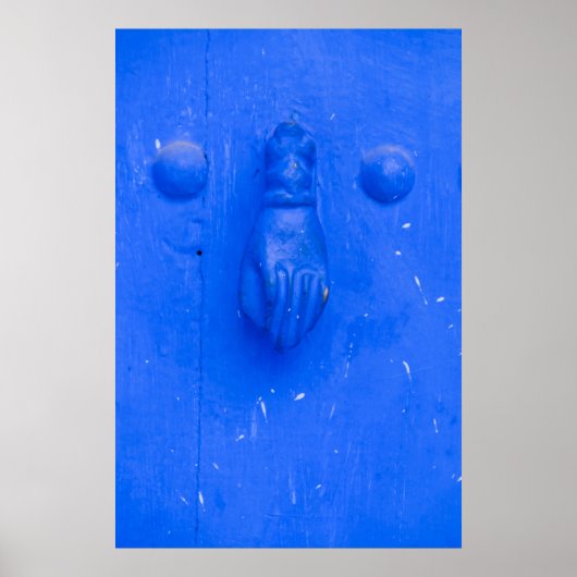 Verticale blauwe deurklopper poster (Voorkant)