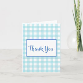 Verticale blauwe Gingham bedankkaart Kaart