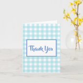 Verticale blauwe Gingham bedankkaart Kaart (Gele Bloem)
