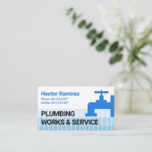 Verticale Blauwe Waterlijnen Loodgieterij Visitekaartje (Staand voorkant)