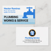 Verticale Blauwe Waterlijnen Loodgieterij Visitekaartje (Voorkant / Achterkant)