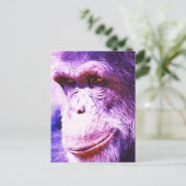 Verticale Blue Tones Chimpansee Head Briefkaart (Staand voorkant)