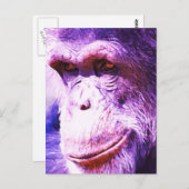 Verticale Blue Tones Chimpansee Head Briefkaart (Voorkant / Achterkant)