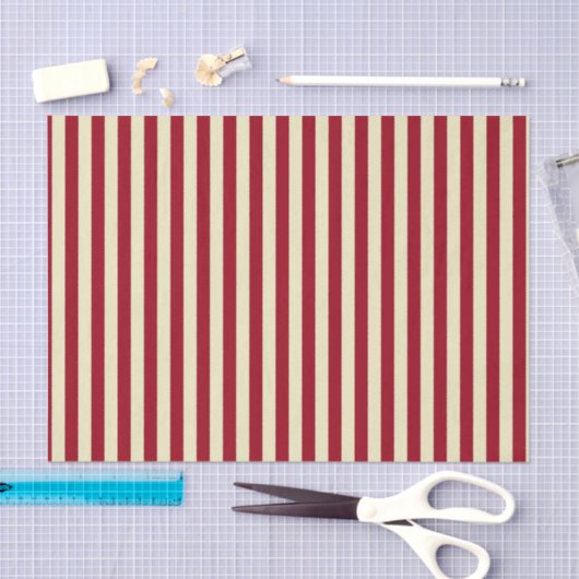 Verticale Bourgogne en Cream Stripes Tissuepapier (Craft)