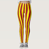 Verticale Bourgogne en Gele Stripes Leggings (Voorkant)
