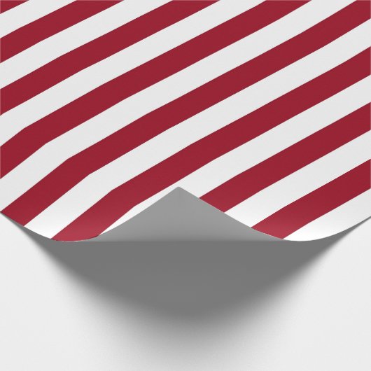 Verticale Bourgogne en witte strepen Cadeaupapier (Hoek)