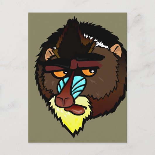 VERTICALE BRIEFKAART VAN MANDRILL (Voorkant)