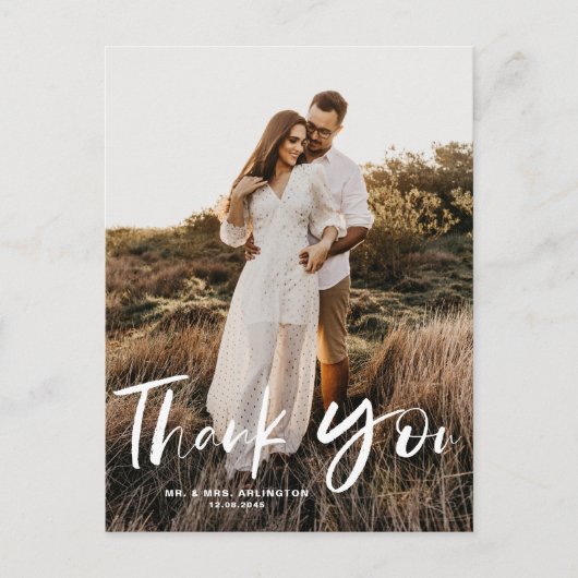 Verticale bruiloft in penseelhand - bedankt briefkaart (Voorkant)