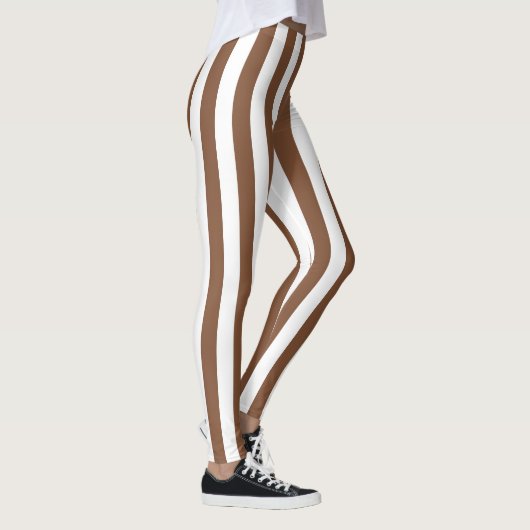 Verticale bruine en witte strepen leggings (Rechts)