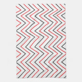 Verticale Chevron Stripe Black en Red Theedoek (Verticaal)