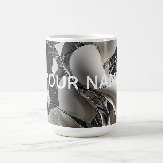 Verticale Chrome Twist - Premium 3D Abstract Koffiemok (Center)