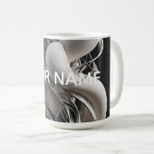 Verticale Chrome Twist - Premium 3D Abstract Koffiemok (Voorkant rechts)