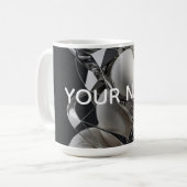 Verticale Chrome Twist - Premium 3D Abstract Koffiemok (Voorkant links)