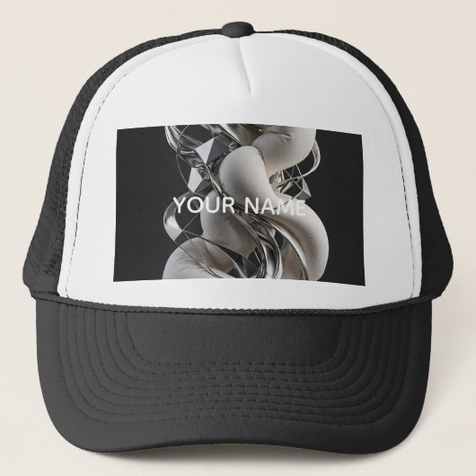 Verticale Chrome Twist - Premium 3D Abstract Trucker Pet (Voorkant)