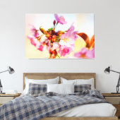 Verticale cluster van kersenbloesems in de tuin canvas afdruk (Insitu (Slaapkamer))