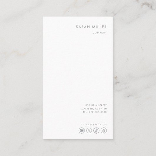 Verticale consultant Minimalistische formele grijs Visitekaartje (Achterkant)