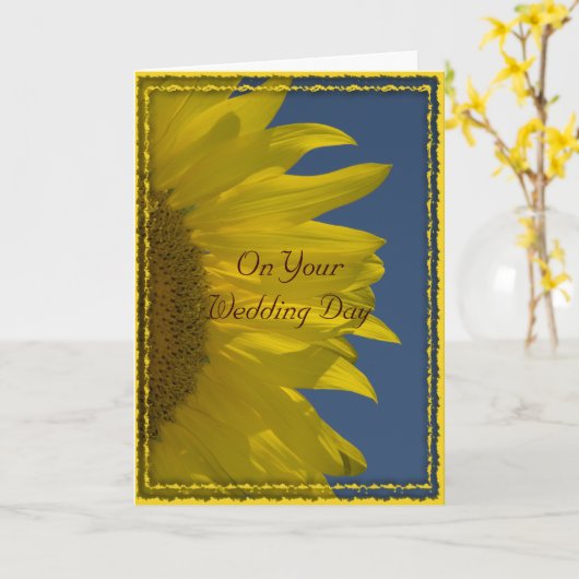 Verticale dag van de bruiloft van zonnebloemen kaart (Gele Bloem)