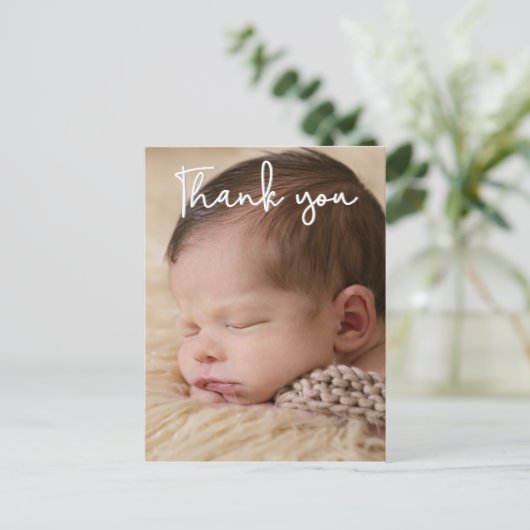 Verticale dank u Baby Foto Geboorteaankondiging Briefkaart (Staand voorkant)