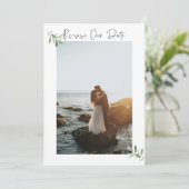 Verticale datumfotokaart opnieuw opslaan - Waterve Save The Date (Staand voorkant)