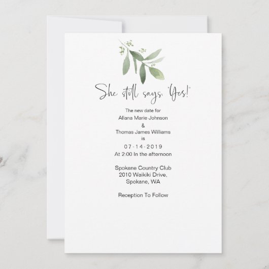 Verticale datumfotokaart opnieuw opslaan - Waterve Save The Date (Achterkant)